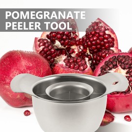 IMIKEYA Pomegranate Peeler Pomegranate Arils Removal Tool Stainless Steel Pomegranate Deseeder Peeling Tool Fruit Pomegranate Juicer with Bowl and Wooden Hammer