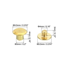 PATIKIL 50 Sets Chicago Screws M5 x 4 mm Chicago Screws Phillips Binding Screws Bolts Leather Rivets Connectors Steel for Leather Belt Scrapbook Photo Albums Golden