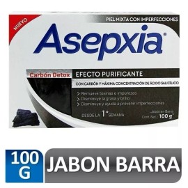 Asepxia Jabon en Barra Carbon Detox 100g Efecto Purificante Acido Salicilico