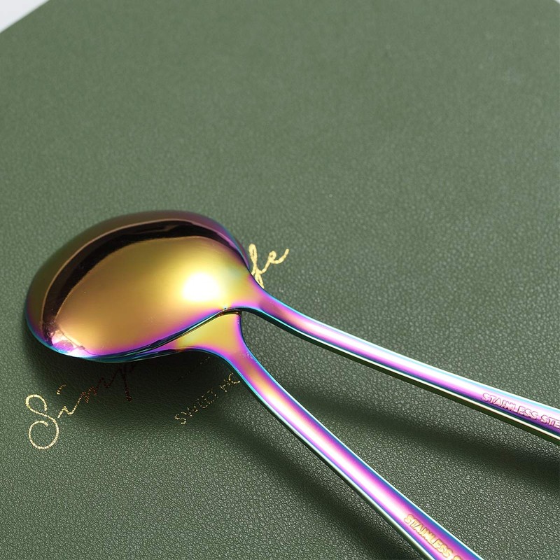 Rainbow Soup Spoons, Kyraton 6 Pieces 19 cm Stainless Steel