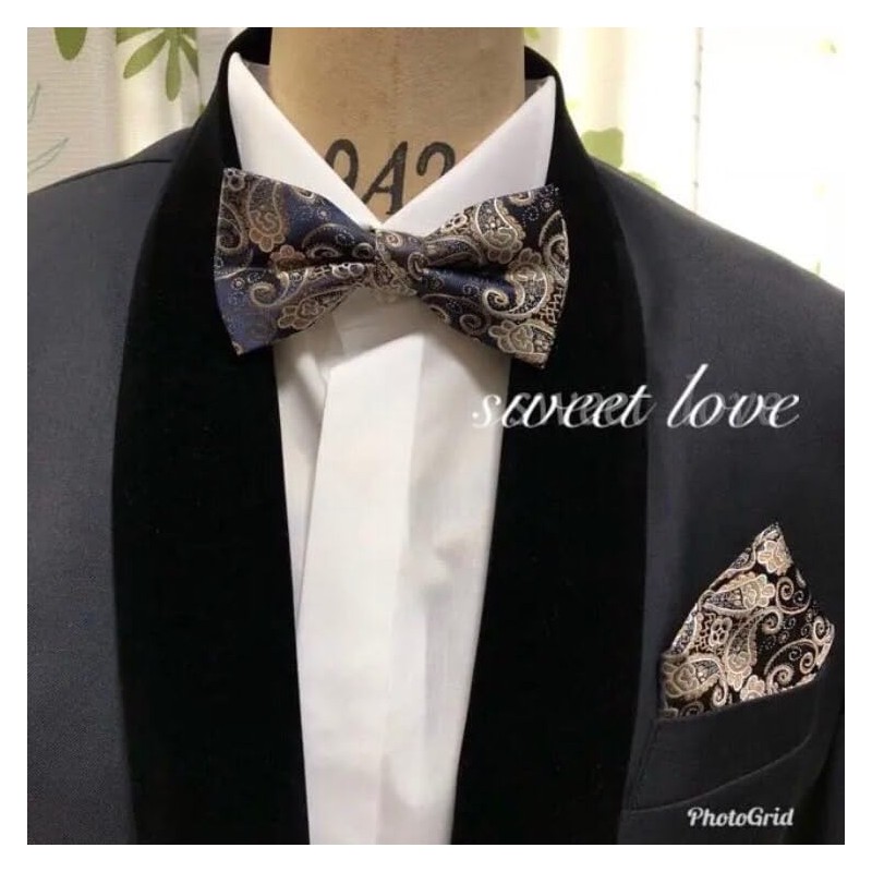 Champagne Gold Paisley [Bow Tie & Pocket Square] Set of