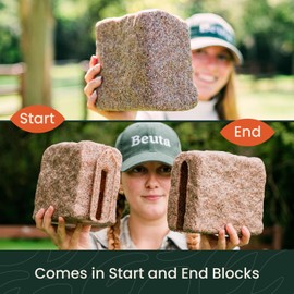 Beuta Sandstone End Block – Landscape Edging for Lawn & Garden, Easy No Dig Installation and Connects to Other Beuta Blocks, Heavy Duty Composite Resin Flex Wall Stone - 1 pc.