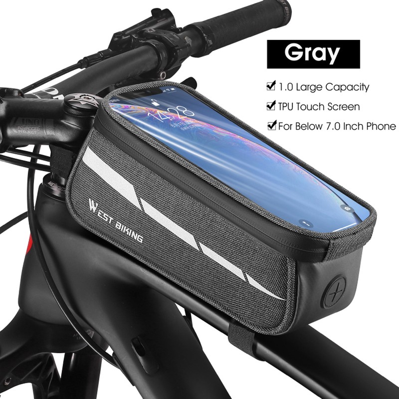 1L Bicycle Bag Reflective Bike Frame Fronttube Bag Touchscreen Mobilephone