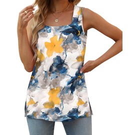Summer Outfits for Women 2024 Sleeveless Casual Soft Fashion Square Neck Lightweight Loose Floral Clothes 3XL