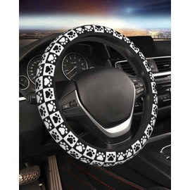 Steering Wheel Cover Accessories Neoprene Cover, Breathable Non-Slip Easy to Install Suitable for Women Men, 14.5-15.5 Inch for Car SUV Van Truck Universal - Grid Claw Print