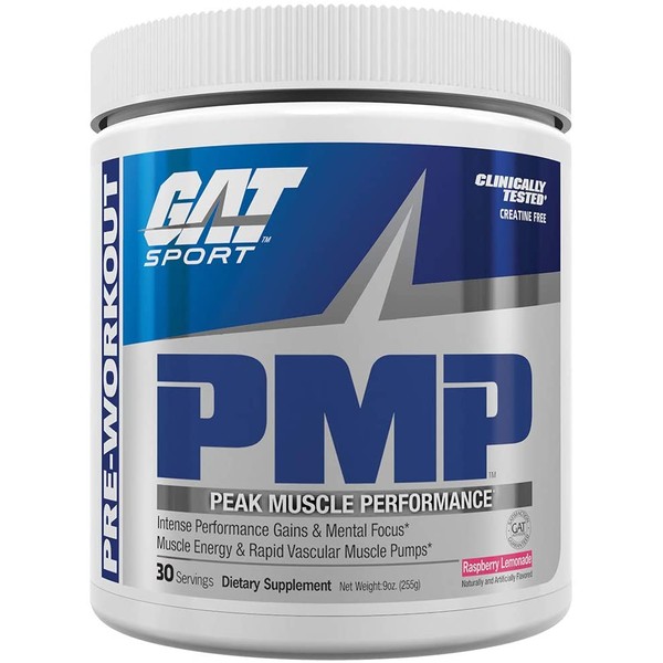 GAT Sport PMP Peak Muscle Performance, Raspberry Lemonade, 30 Servings