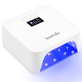 Lavinda 48W Nail Lamp, Rechargeable Cordless UV Light for Gel Nails LED Nail Dryer with Auto Sensor, 4 Timer Settings & LCD Display, Fast Curing Light All Gel Polish for Home&Salon (NovaGlow White)