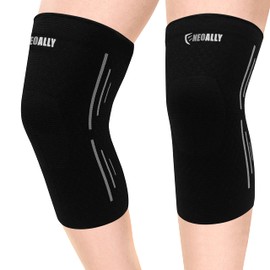 NeoAlly® - Compression Knee Sleeve for Women and Men, Knee Support Sleeve to Reduce Swelling and Improve Mobility, Sports Knee Sleeve for Knee Pain, Black & Grey, Medium