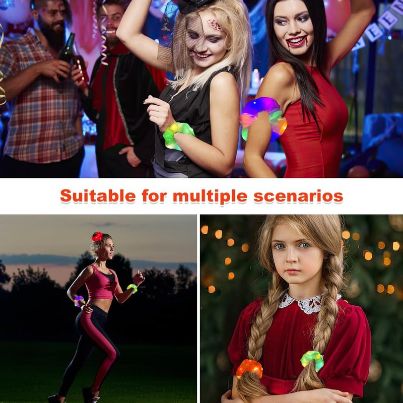 LYPPUL 12PCS Leuchtende Haargummis,Leuchtende Haarbänder,Haarbänder,für Frauen,Mädchen Haarschmuck,Neujahr Party,Karneval,Kostümpartys Hair Glow