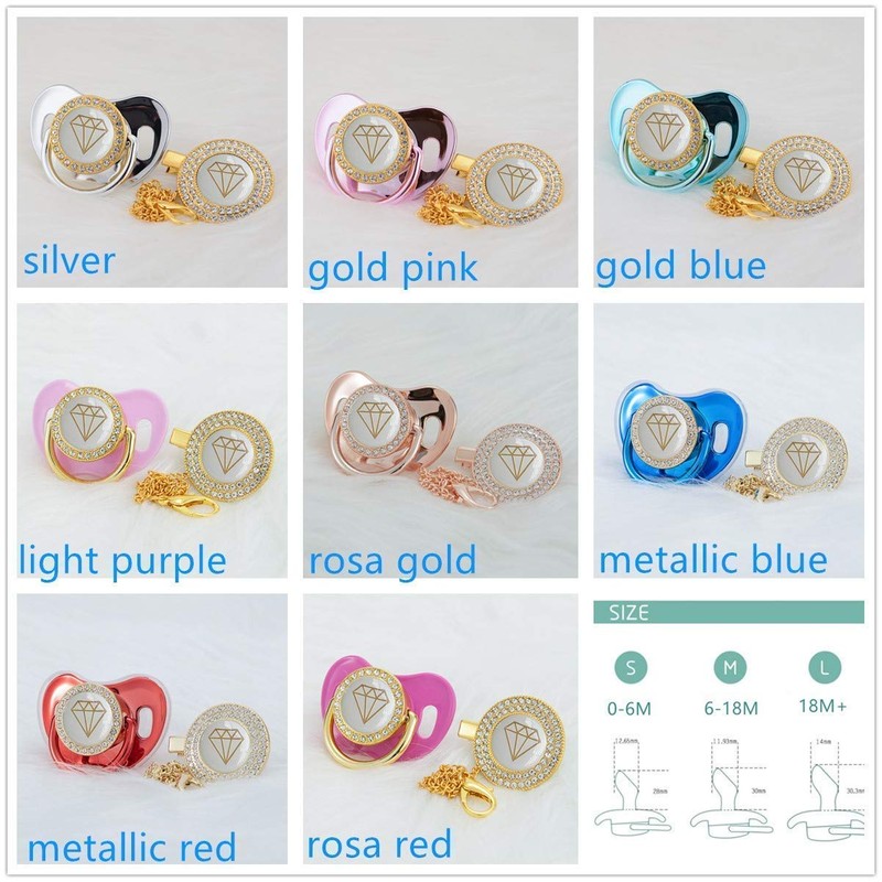 MIYOCAR 19 Colors can Choose Gold Bling Diamond Pacifier and