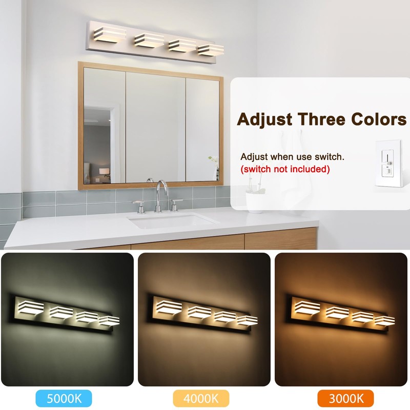 yumcrelect Brushed Nickel Vanity Lights for Bathroom Light Fixtures (3-Light,
