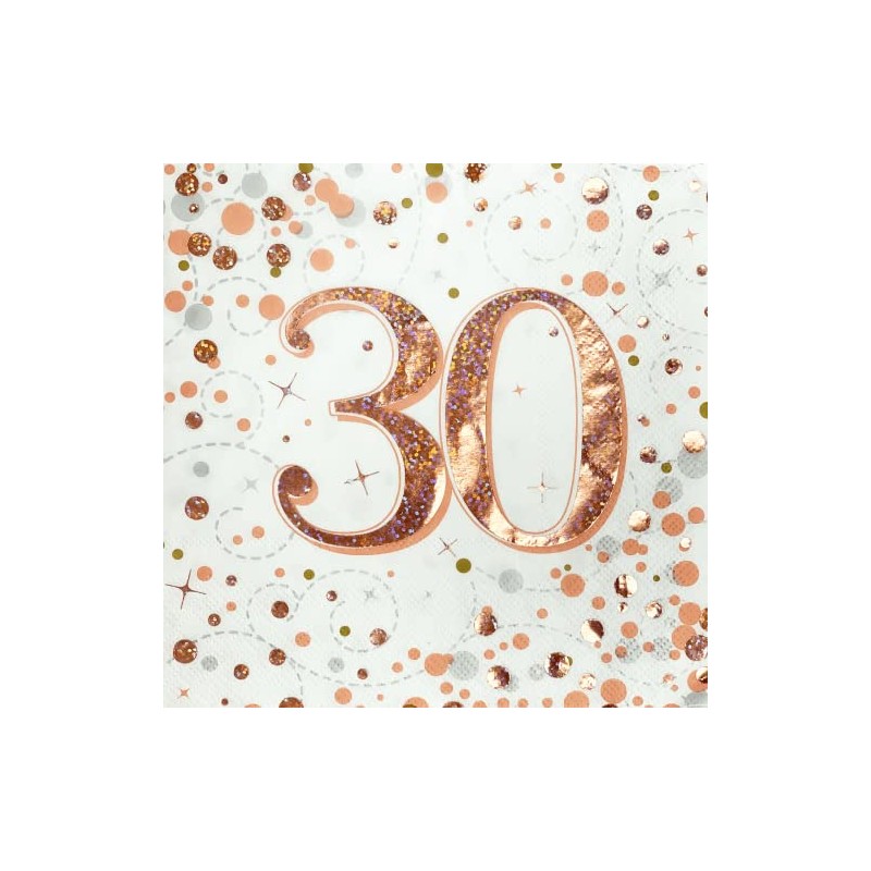 Oaktree Sparkling Fizz 30th Rose Gold 33cm x 33cm 3-ply