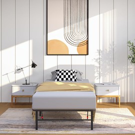 Golden Gate Beds Foldable Metal Bed Frame, Sturdy Iron Platform, No Box Spring Needed, Portable & Collapsible Design, Heavy Duty, Easy Assembly, Under Bed Storage, Noise-Free - Black, Twin Size