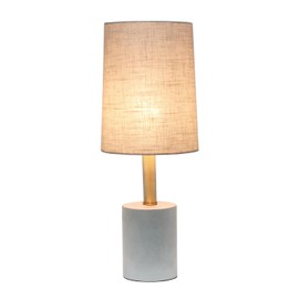 Maykoosh Eclectic Elegance Brass Concrete Table Lamp with Linen Shade, Modern Industrial Style Lamp for Nightstands Or Desks, Perfect Size for Any Room, Effortlessly Chic
