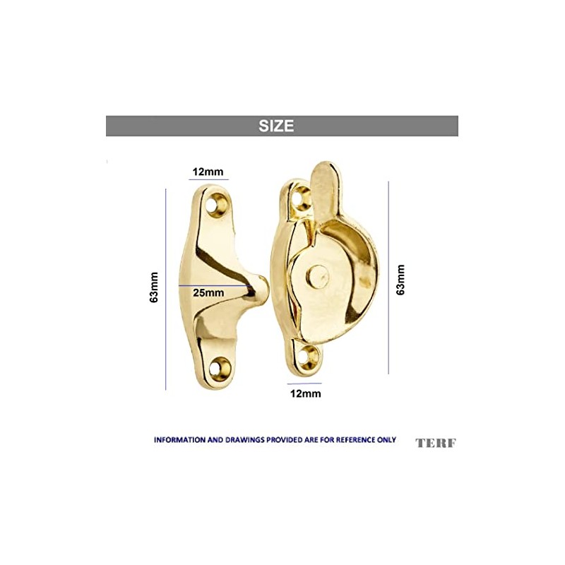 TERF® Heavy Duty Polished Brass Sash Window Fitch Fastener With