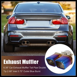 Hihaha Car Exhaust Muffler Pipe Double Tip Inlet 2.99inch Outlet 5.75inch Durable Material