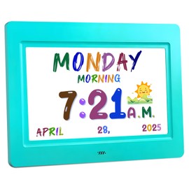 SSYA Digital Calendar, Kids Digital Clock, 20 Alarms Custom Reminders, Auto DST, Large Clear Display, Alarm Clocks for Bedrooms & Kids, Easy to Use for Kids. (Blue, 7 inch)