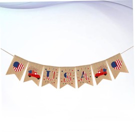 CAXUSD Usa Banner Linen Independence Day Hanging Decoration for Parties for Walls Windows Tables Doors Fun Festive Atmosphere
