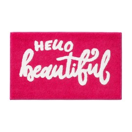 Hello Beautiful Bath Mat, 31.5 x 19.7 Inch Pink Washable Bathroom Rug