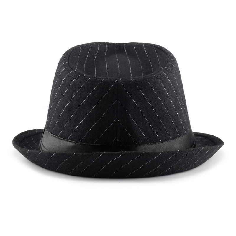 Faletony Unisex Classic Manhattan Structured Gangster Trilby Fedora Hat Black