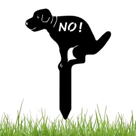No Pooping Dog Yard Sign, Metal No Peeing Dog Sign with Stake for Grass Lawn, Patio, Sidewalk, Garden Decor for Outside - Black