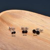 3MM Sterling Silver Earrings Obsidian Black Cubic Zirconia Studs for