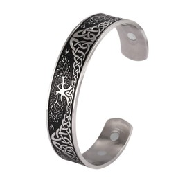 VASSAGO Edelstahl Baum des Lebens Magnetfeldtherapie Energie Manschette Armreif Viking Celtic Knot Gesundheitswesen Heilung Bio Gesundheit Schmerzlinderung Manschette Schmuck Armbänder für Männer