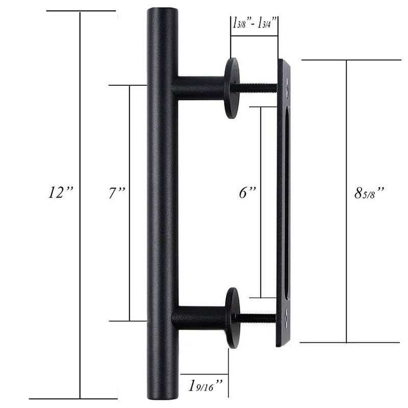 Milcasa Products Interior Barn Door Pull Handle Set, Matte Black