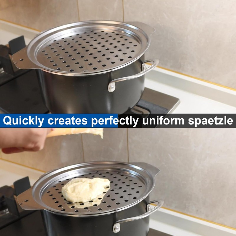 KEISSCO Stainless Steel Spaetzle Maker Lid with Scraper Traditional German