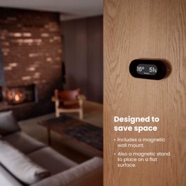 Jacob Jensen Climate Station 3, Wireless Weather Station with Outdoor Sensor, E-Ink Display, Indoor and Outdoor Temperature, Aluminium Housing, 11.5 x 5.5 x 2.3 cm, Black