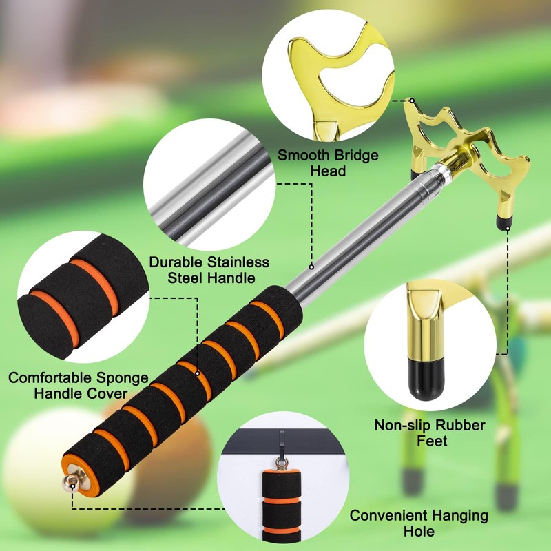 Eidoct Blucent Retractable Billiards Cue Stick Bridge, Snooker Pool Cue