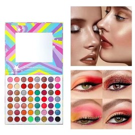 Paleta De Maquillaje Colorida, 56 Colores, Sombras De Ojos Brillantes, Mate Y Altamente Pigmentadas, Cosméticos                                       