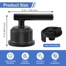 Matte Black Shower Handle Replacement, Compatible with Moen T2901BL Gibson Posi-Temp Shower Trim Kit and for 1222 Cartridge, Faucet Handle, Solid Handle