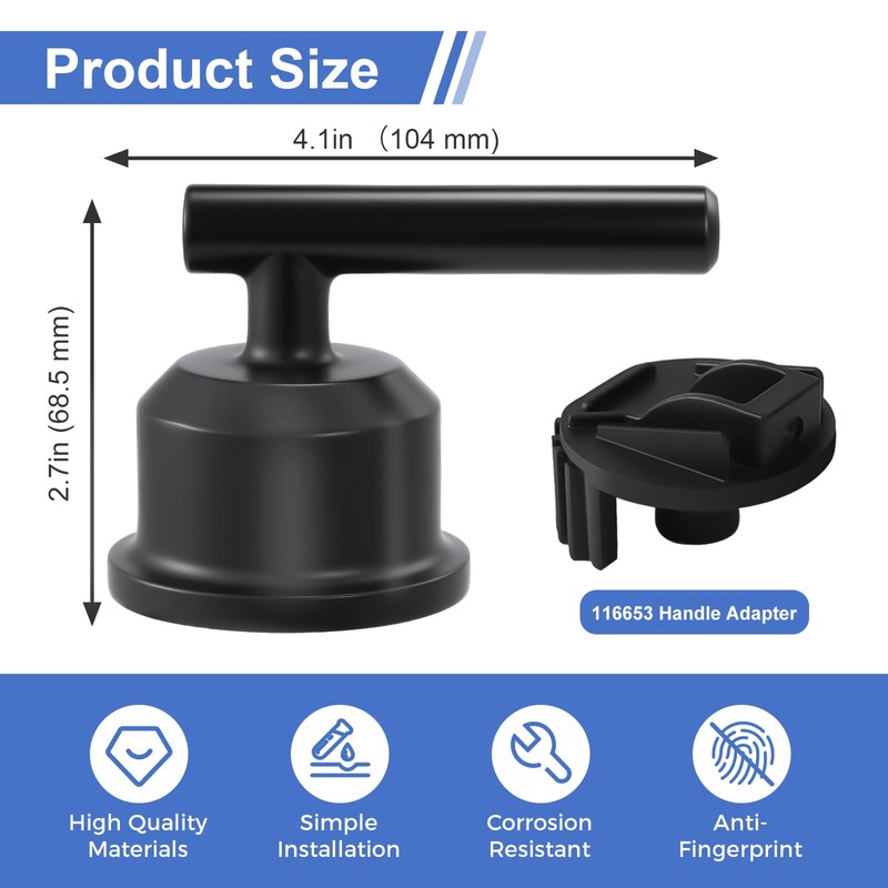 Matte Black Shower Handle Replacement, Compatible with Moen T2901BL Gibson