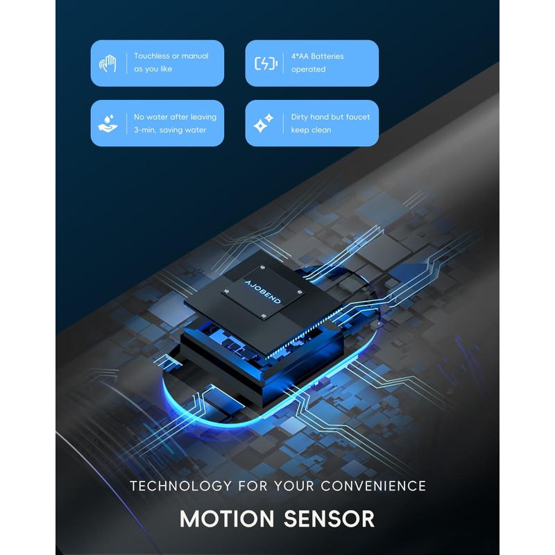 AJO BEND Touchless Matte Black Kitchen Sink Faucet with Pull