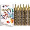 Gold Acrylic Paint Marker Pens - 2-3mm Medium Tip, 6