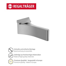 Gedotec Design Shelf Bracket – Wall Shelf Made of Metal – Silver Anodised | Pack of 2 - Shelf Brackets Heavy Duty | MAFOS | Shelf Thickness 6-30 mm | Shelf Support with Load Capacity up to 50 kg |