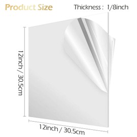 JINMURY 10 Pack 12" x 12" Clear Square Acrylic Sheets 1/8" Thick (3mm) Cast Acrylic Plexiglass Sheet Transparent Plastic Sheets for Sign, Laser Engraving and Cutting, Crafting, DIY Display Projects