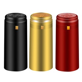 BGMAXimum PVC heat shrink capsules - 120 count, 3 colors wine shrink wrap seal bottle corks capsule for professional, cellars and home use - black, red, gold