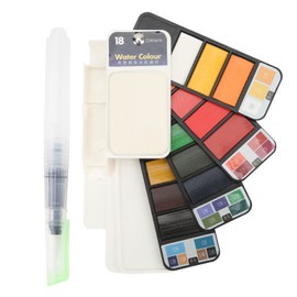 Foldable Watercolor Paint Set 18 Colors Fast Drying Compact Portable Travel Pocket Watercolor Kit for Painting Design