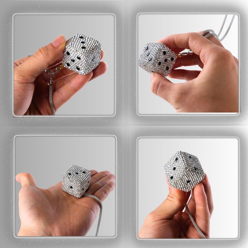 MOTOFITOOL Creative Hanging Dice with Dots Car Rearview Mirror Charm,