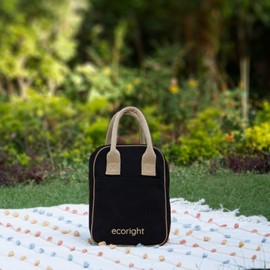 Eco Right - Bolsa de almuerzo aislada para mujer, lonchera de trabajo para hombres, adultos (beige y negro)
