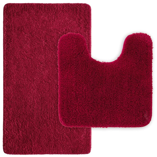MIULEE Absorbent Bath Mat Set 2 Pieces Non Slip Bath