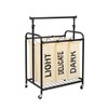 Udorich 3-Bag Rolling Laundry Sorter with Adjustable Hanging Bar, White