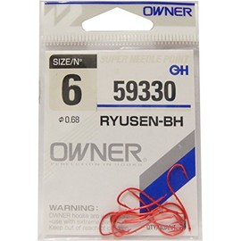 Owner Worm Hook Platelets Red Fishing Hooks for Fishing with Worm (Dewworms, Dendorbena, Redworms) Worm Hook, Hook with 1 Barb at the Tip and 2 Barbs on the Hook Leg, Size/Package Contents: Size 6 - 9