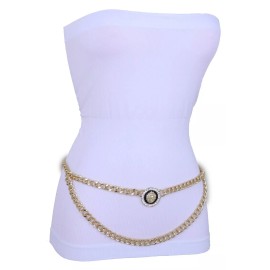 Fashion Women Fashion Belt Hip High Waist Gold Metal Chain Lion Charm Size Plus XL XXL