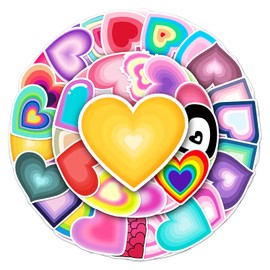 50 Packs Love Stickers Water Bottles Laptop Phone Motorcycle Computer Guitar Skateboard Hydroflasks Heart Vinyl Sticker Waterproof Aesthetic Trendy Decals for Teens Girls Adults