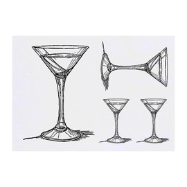 4 x 'Cocktail Glass' Temporary Tattoos - Water Resistant, Skin-Safe, Non-Toxic Transfers, Mixed Sizes (TO00075664)