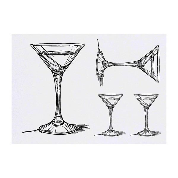 4 x 'Cocktail Glass' Temporary Tattoos - Water Resistant, Skin-Safe,