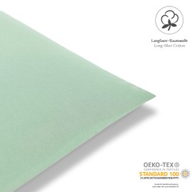Alreya Renforcé Pillowcase, 100% Cotton, Super Soft Pillowcase with YKK Zip, Pillow Slip Only, 40 x 60 cm, Green, Set of 2